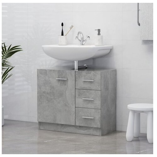  Omarica za umivalnik betonsko siva 63x30x54 cm iverna plo&amp;scaron;ča Slike