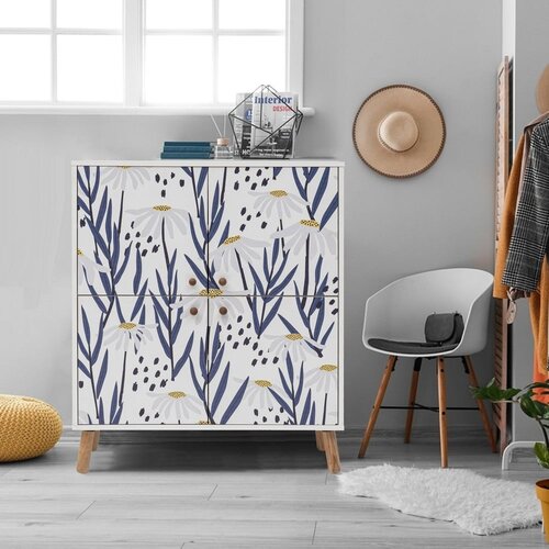 Kalune Design Multil&amp;uuml;x Daisy WhiteDark Blue Multi Purpose Cabinet Slike