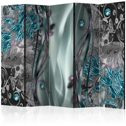  Paravan u 5 dijelova - Floral Curtain (Turquoise) II [Room Dividers] 225x172 Slike