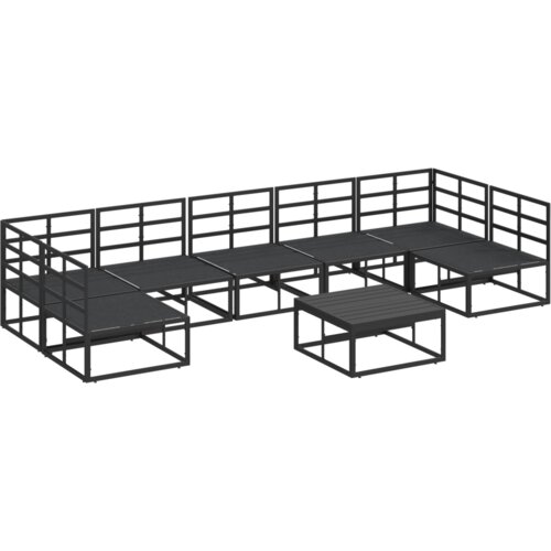 VidaXL Vrtna sedežna garnitura 8 pcs Črna 70 x 70 x 32 cm Aluminij Slike