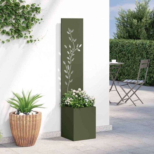 VidaXL Privatnost u vrtu Cvjetni Maslinovo zelena 32 x 140 cm Slike