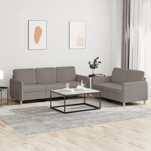  2-dijelni set sofa s jastucima smeđesivi od tkanine Cijene