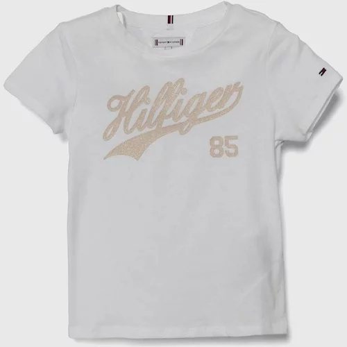Tommy Hilfiger Otroška kratka majica bela barva