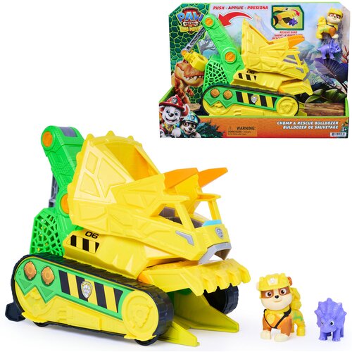 Spin Master Paw Patrol: Dino film &ndash; Chomp &amp, Rescue vozilo, ki grize, z figurico Rubble - Cene