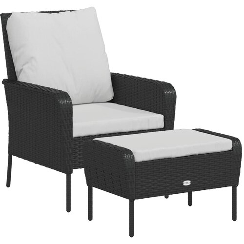 Maison Chic Vrtni Stoli - Stol za vrt s stolčkom za noge črn poli ratan JS702, (21878062) Slike