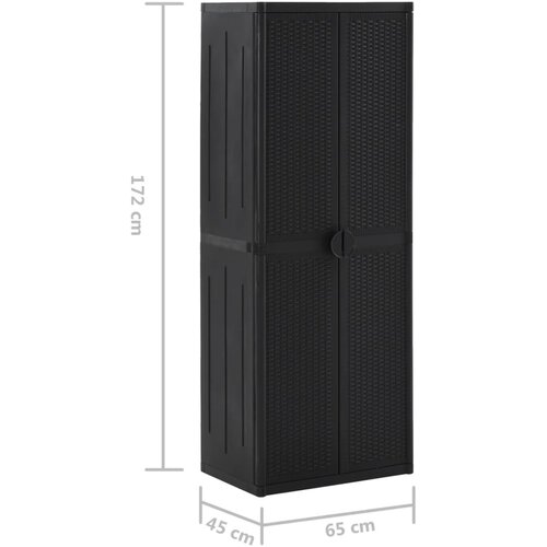  Vrtni ormarić za pohranu crni 65 x 45 x 172 cm PP ratan Slike