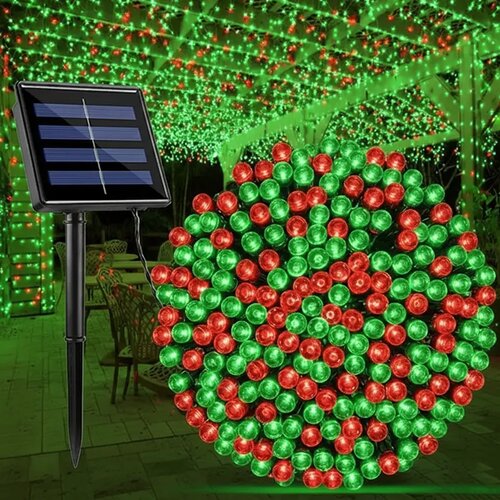  novogodišnje solarne lampice zeleno crvene Cene