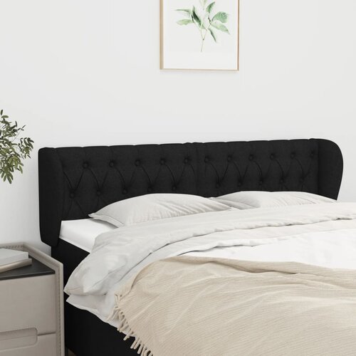 VidaXL Uzglavlje s u&amp;scaron;ima crni 147x23x78/88 cm od tkanine Slike