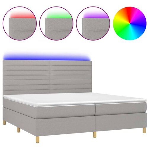 Maison Chic Box spring postelja - Vzmetna postelja z vzmetnico LED sv. siva 200x200 cm blago SL22615, (21903666) Cene