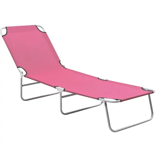 vidaXL Sklopiva ležaljka za sunčanje od čelika i tkanine ružičasta