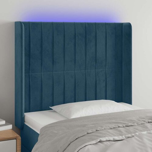  LED uzglavlje tamnoplavo 103x16x118/128 cm bar&amp;scaron;unasto Slike