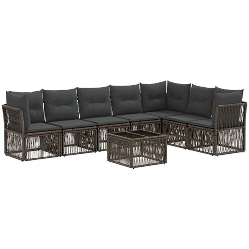 vidaXL Vrtna sedežna garnitura 8 pcs Siva poli ratan, (5000271583) Cene