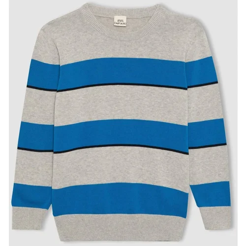 Defacto Boy's Striped Crew Neck Sweater