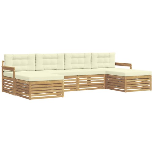 vidaXL Sedežne garniture 6 pcs Bela in krem Masiven les akacije, (5000283400) Cene