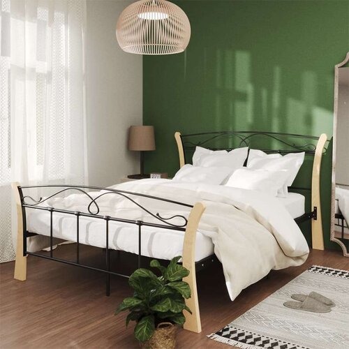  Za krevet crni metalni 120 x 200 cm Slike