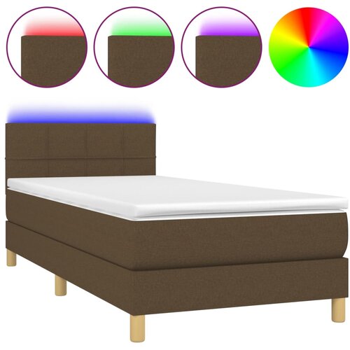 Maison Chic Box spring postelja - Vzmetna postelja z vzmetnico LED temno rjava 90x200 cm blago SL2671, (21904928) Slike