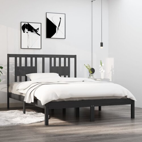  Za krevet od masivnog drva sivi 135 x 190 cm 4FT6 bračni Slike