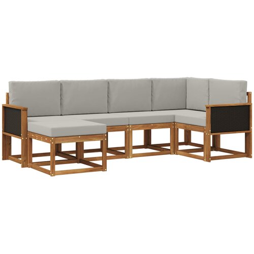  Set vanjskih sofa 6 kom. Prirodna i svjetlosiva Smeđa 247 x 128,5 x 73 cm Slike