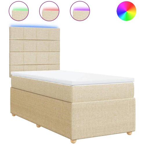 vidaXL Box spring postelja z vzmetnico krem 90x200 cm blago, (21305244) Cene