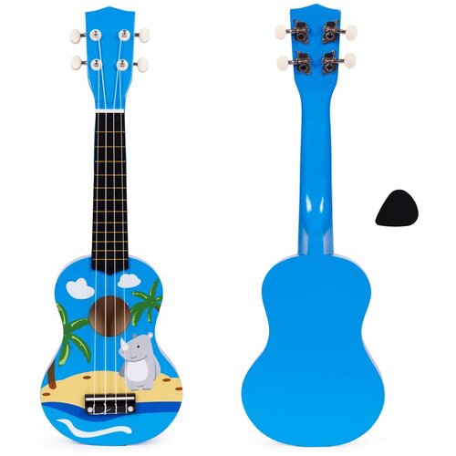 ECO TOYS drvena ukulele za djecu, plava &ndash; 4 najlonske žice i trzalica Cijene