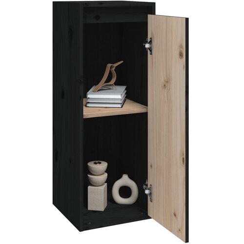  Zidni ormarići 2 kom crni 30 x 30 x 80 cm od masivne borovine Slike