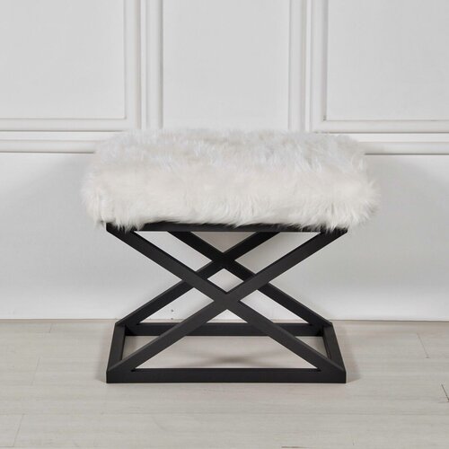 Atelier Del Sofa Capraz Plush - Black, White BlackWhite Pouffe Cijene