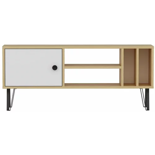 Kalune Design Bijelo/natur TV stol u dekoru hrasta 120x52 cm Arven -