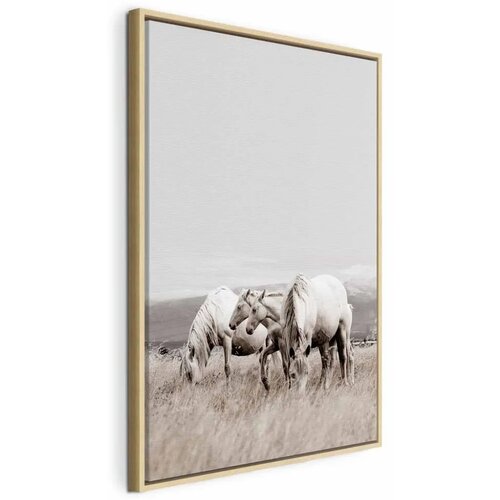  Slika - White Horses (1 Part) Vertical 40x60 U prirodnom drvenom okviru Cene