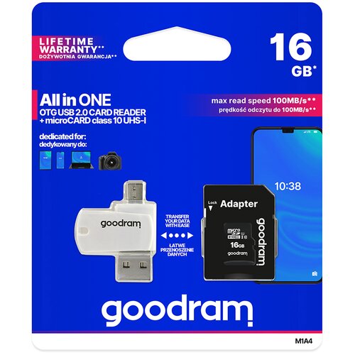  Spominska kartica  16GB GoodRam microSD class 10 + adapter + čitalec Cene