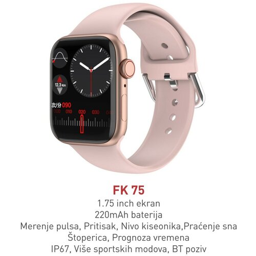 Smart Watch FK75 (silikonska narukvica) roze pametni sat Slike