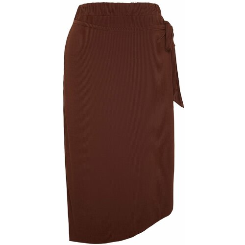 Trendyol Curve Plus Size Skirt - Brown - Midi Slike