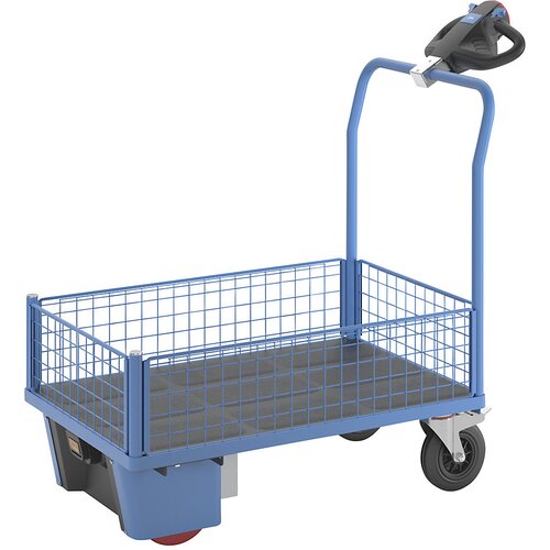 eurokraft pro ploski voziček z električnim pogonom, 4 polvisoke mrežaste stene, dxšxv 1370 x 700 x 1300 mm Cene