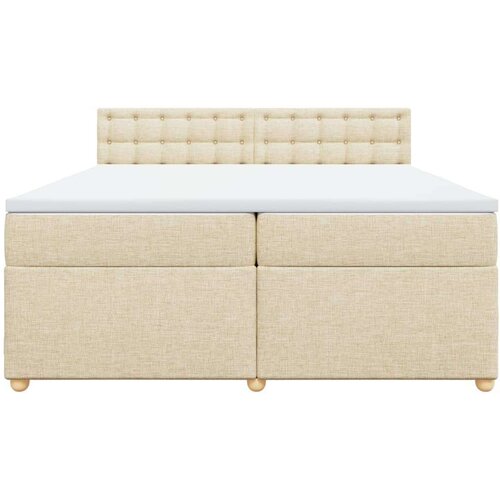 VidaXL Krevet s oprugama i madracem krem 200 x 200 cm od tkanine Slike