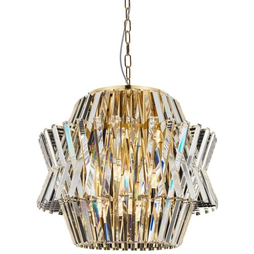  Kristalni luster CROWN na lancu 12xE14/40W/230V, zlatne boje Slike