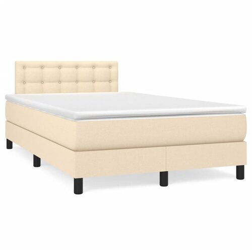 VidaXL Box spring postelja z vzmetnico krem 120x190 cm blago Slike