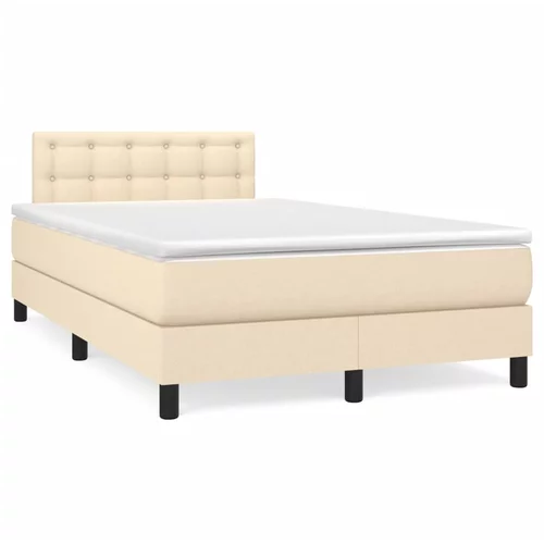vidaXL Box spring postelja z vzmetnico krem 120x190 cm blago