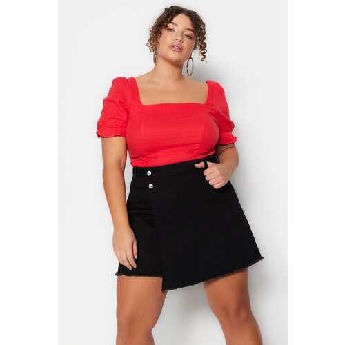 Trendyol Curve Plus Size Shorts &amp;amp; Bermuda - Black - Normal Waist Slike