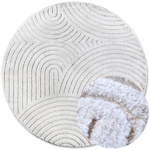 Elle Decoration Bijeli okrugao tepih &amp;oslash; 160 cm Panglao New York White &amp;ndash; Slike