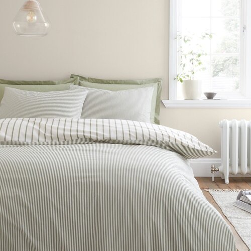 Bianca Zelena/kremno bela enojna bombažna posteljnina 135x200 cm Hampton Stripe &amp;ndash; Slike