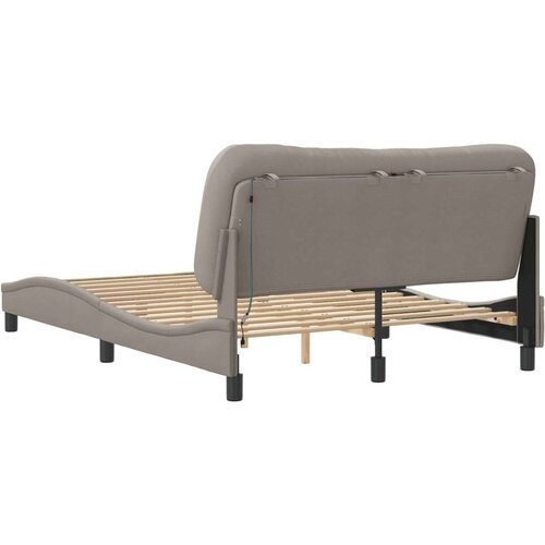  Okvir kreveta s LED svjetlima smeđesivi 140 x 190 cm od tkanine Slike