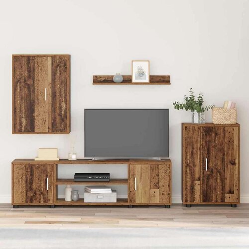  Set TV ormarića od 4 dijela 4 pcs Staro drvo Konstruirano drvo Cijene