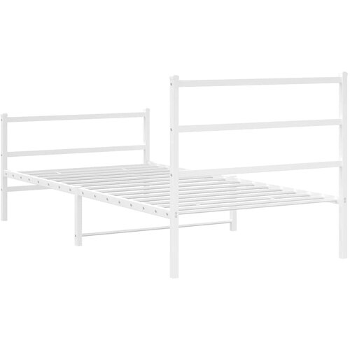 Metalni okvir kreveta s uzglavljem i podnožjem bijeli 100x200cm Slike