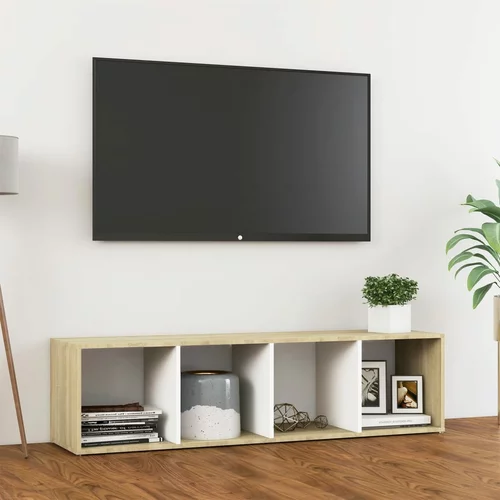 vidaXL TV omarica bela in sonoma hrast 142,5x35x36,5 cm iverna plošča, (20913730)