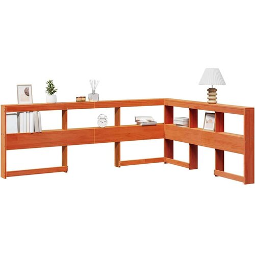  Knjižnica vzglavje L-oblike voščeno rjava 160 cm trdna borovina, (21792102) Cene
