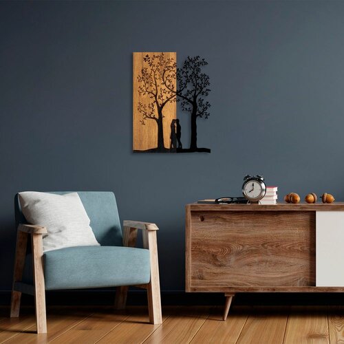 Wallity love under the tree walnutblack decorative wooden wall accessory Slike
