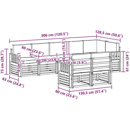  Set vanjskih sofa 8 pcs Bijela i krem 306 x 128,5 x 73 cm Slike