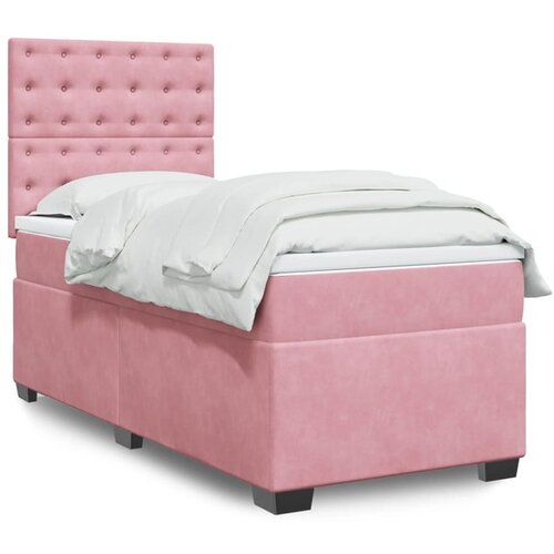 vidaXL Box spring postelja z vzmetnico roza 90x190 cm žamet Cene