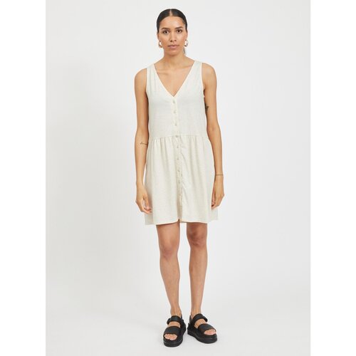 Vila Cream dress with buttons Anika - Women Slike