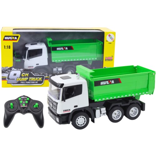 Lean Toys Daljinsko voden tovornjak prekucnik 1:18 zelene barve Cene