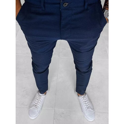 DStreet Men&amp;#039;s chino herringbone trousers dark blue Slike